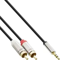 InLine Slim audiokabel jack 3,5mm male naar 2x cinch male, 1m