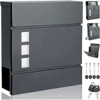 Monzana Brievenbus met Krantenhouder Grijs 37x11x36,5cm