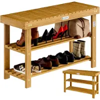 Casaria Schoenenrek 2in1 acaciahout FSC-gecertificeerd 90x33x46cm