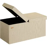 Casaria Opbergbank Beige 76x38x38cm met opbergvak opvouwbaar
