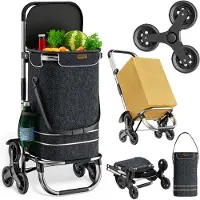 Monzana 2in1 Boodschappentrolley 30kg Inklapbaar Afneembare Tas 6 Wielen Zwart