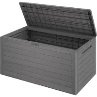 Casaria Kussenbox Woody 120cm grijs hout-look – tuinkussenbox tuinbox