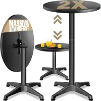 Casaria Statafel Set van 2 Zwart alu Ø60cm inklapbaar, in hoogte verstelbaar