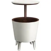Keter Drankkoeler Bijzettafel Wit/Bruin Ø50cm 30L