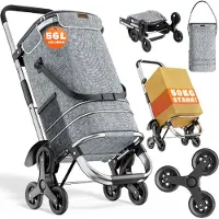 Monzana 2in1 Boodschappentrolley 30kg Inklapbaar Afneembare Tas 6 wielen Grijs
