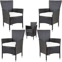 Casaria Polyrotan Tuinstoelen 4 Stuks Bruin/Crème stapelbaar