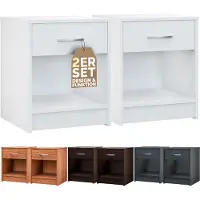 Casaria Nachtkastje Hamburg set van 2 Wit 50x40x35cm