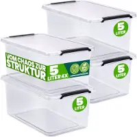 Deuba Opbergbox Transparant Set van 4 30x20x12cm 5L