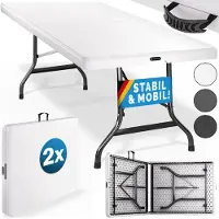 Casaria Klaptafel 2 stuks Wit Kunststof 183x76x74cm Inklapbaar