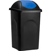 Stefanplast Vuilnisbak met Klapdeksel – 60Liter Kunststof – Zwart Blauw