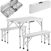 Casaria Campingtafel 3-delig Wit Aluminium Inklapbaar