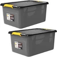 Monzana Opbergbox Set van 2 Grijs/Antraciet 58x39x25cm stapelbaar