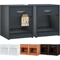 Casaria Nachtkastje Hamburg set van 2 Antraciet 50x40x35cm