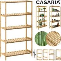Casaria Staande plank Badkamerkast Bamboe 130x60x26cm in hoogte verstelbare planken
