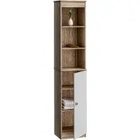 Casaria Hoge Kast - Wit Eiken - 6 Vakken - Deur met Magneetsluiting - Opbergkast 170cm