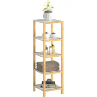 Casaria Kast met 5 planken - Bamboe wit - 140x33x34 cm