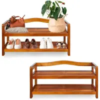 Casaria Schoenrek set van 2 Acaciahout 2 planken