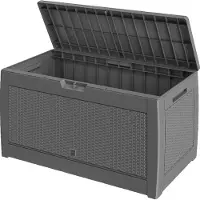Deuba Opbergbox 310L UV-Bestendig Weerbestendig Wielen Tuinbox Rotan-look Antraciet