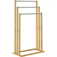 Casaria Handdoekenrek Bamboe met 3 Stangen RVS