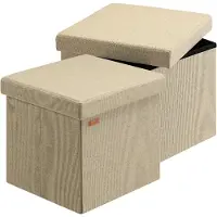 Casaria Poef Set van 2 Beige 38x38x38cm inklapbaar