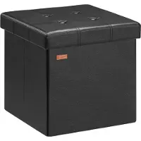Casaria Zitbank met Opbergruimte - 38x38x38cm 40L Kunstleer – Zwart