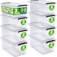 Deuba Opbergbox Transparant Set van 8 20x15x12cm 2L
