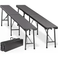 Casaria Picknickbank Set van 2 Antraciet Kunststof 180cm