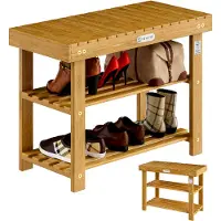 Casaria Schoenenrek 2in1 acaciahout FSC-gecertificeerd 70x33x46cm