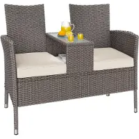 Casaria Polyrotan Tuinbank Crème 145x58x87cm