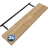 Casaria Wandplank Zwevend 3 Stuks Eik MDF 110x23x3,8cm
