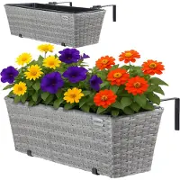Casaria Polyrattan Bloembak – 2 Stuks Incl. Ophangbeugels - Grijs