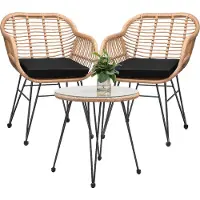 Casaria Polyrotan Tuinset Bali 3-delig Natuurkleuren/Zwart