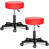 Casaria Verstelbare Draaikruk - 46/60cm Zithoogte – 2 Stuks Rood
