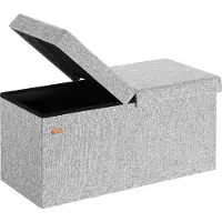 Casaria Zitbank met Opbergruimte - 80x40x40cm 100L Linnen Look – Lichtgrijs