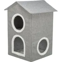 Trixie kattenmand/kattenhuis nora soft 2 verdriepingen lichtgrijs - 47x47x67 cm