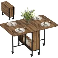 HOMCOM -Esstisch-Spanplatte, Metall-130L x 80B x 74H cm-Braun