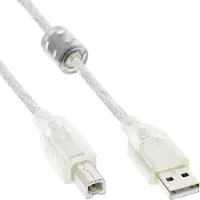 InLine USB 2.0-kabel, A naar B, transparant, met ferrietkern, 0,5m