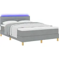 vidaXL LED Box Spring Bed met hoofdeinde Lichtgrijs 140 x 200 cm Stof