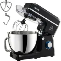 Vevor Standmixer Deegblender 1400W 7,84L met Kantelbare Kop RVS Kom Deeghaak Garde Schraper Huishoudelijke Keukenmachine voor Bakken en Mixen Zwart