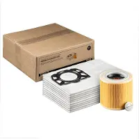 SQOON Stofzuigerzakken + Filter Servicekit Geschikt voor Kärcher WD2 Plus & WD3 – 10x KFI357 Stofzuigerzakken + 1x Filter KFI 3310