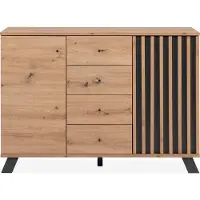Finori - Buffet 2 deuren en 4 laden eikenhouten decor L118 cm - LUBLIN