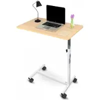 Mobiclinic Meseta - Bedtafel met wielen - Laptoptafel - Bijzettafel - Voor bank - Lichtgewicht en in hoogte verstelbaar - Houten Kleur - Stevig en multi functioneel