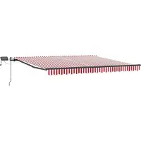 vidaXL Uitschuifbare luifel Rood en Wit 450 × 350 cm Stof en Aluminium
