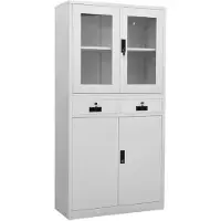vidaXL Kantoorkast 90x40x180 cm staal en gehard glas lichtgrijs