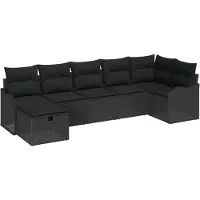 vidaXL Bankstel 7 st 7-Aantal zitplaatsen Zwart poly rattan