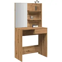 vidaXL Kaptafel met spiegel 74,5x40x141 cm artisanaal eikenkleur