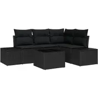 vidaXL Tuinbank Set met opslag Zwart poly rattan
