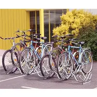 Mottez fietsenrek, 2 niveaus, voor 9 fietsen met bandbreedte tot 55 mm, B 590 x D 2380 x H 370 mm, staal, metaalgrijs