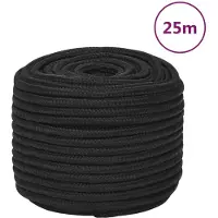 vidaXL Boottouw 14 mm 25 m polypropeen zwart