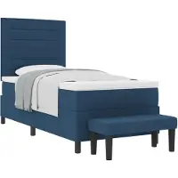 vidaXL Boxspringbed met hoofdeinde, blauw, 90 x 200 cm, stof
